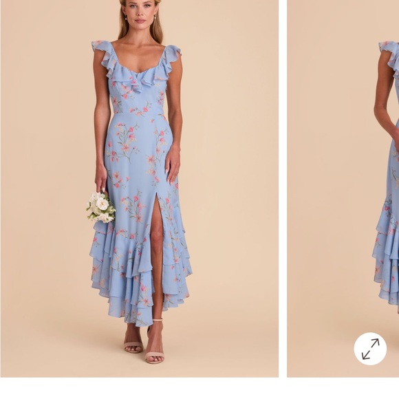 Birdy Grey Dresses & Skirts - Birdy Grey Light Blue Floral Ruffle Maxi Dress